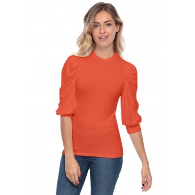 Tee-shirt col rond avec manches ballons LYANA