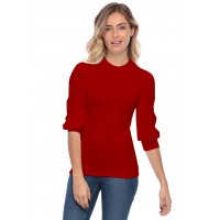 Tee-shirt col rond avec manches ballons LYANA