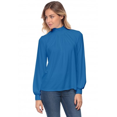 Tee-shirt col montant plissé manches longues SANDY