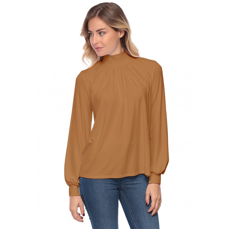 Tee-shirt col montant plissé manches longues SANDY Tee-shirt col montant plissé manches longues SANDY