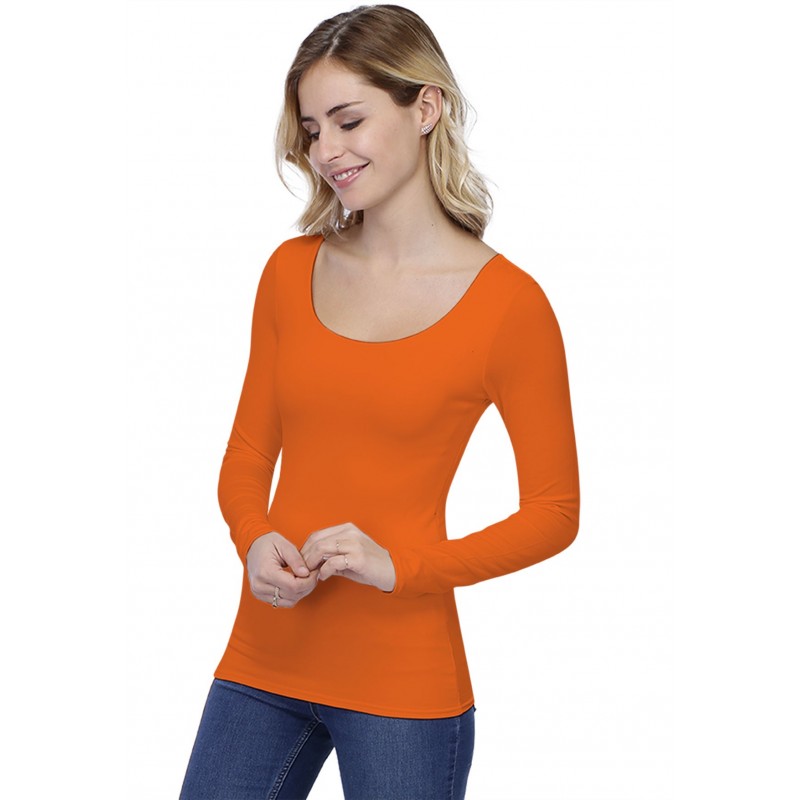 T-shirt col danseuse manches longues en modal ROXANE05 T-shirt col danseuse manches longues en modal ROXANE05