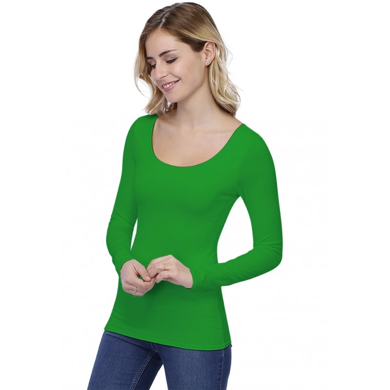 T-shirt col danseuse manches longues en modal ROXANE05 T-shirt col danseuse manches longues en modal ROXANE05