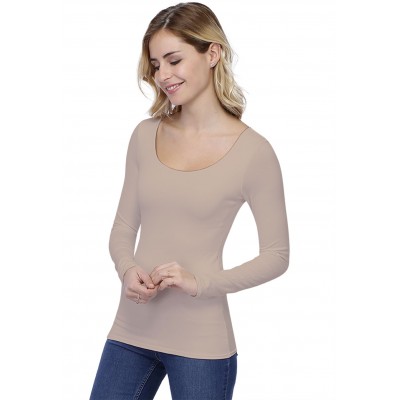 T-shirt col danseuse manches longues en modal ROXANE05