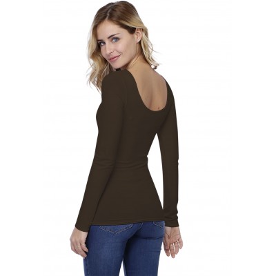 T-shirt col danseuse manches longues en modal ROXANE05