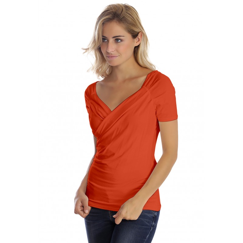 T-shirt cache-coeur manches courtes en modal GERRY01 T-shirt cache-coeur manches courtes en modal GERRY01