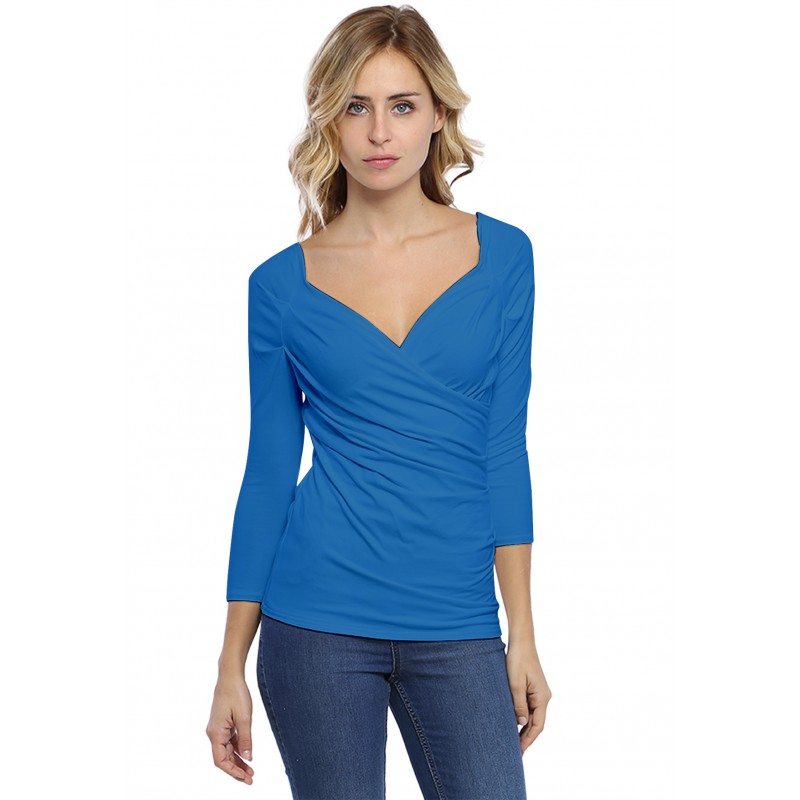 T-shirt cache-coeur manches 3-4 en modal GERRY02 T-shirt cache-coeur manches 3-4 en modal GERRY02
