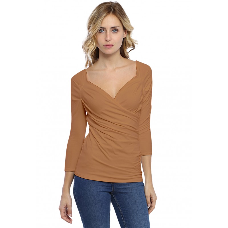 T-shirt cache-coeur manches 3-4 en modal GERRY02 T-shirt cache-coeur manches 3-4 en modal GERRY02