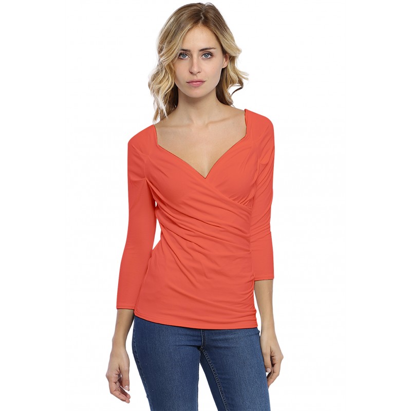 T-shirt cache-coeur manches 3-4 en modal GERRY02 T-shirt cache-coeur manches 3-4 en modal GERRY02