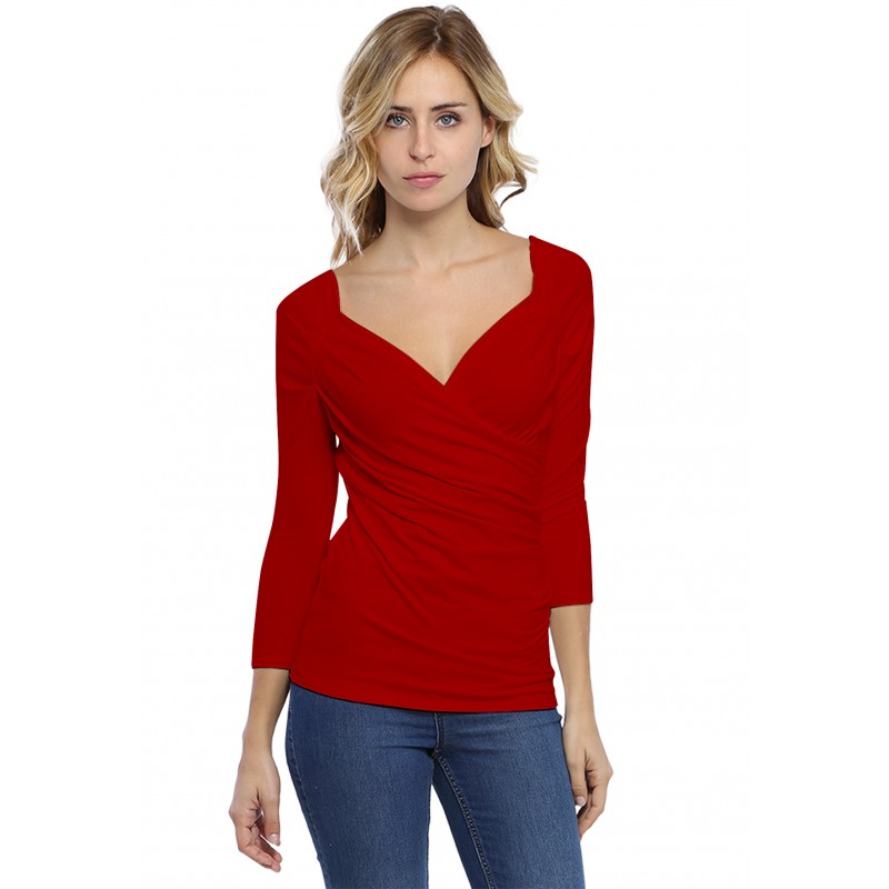 T-shirt cache-coeur manches 3-4 en modal GERRY02 T-shirt cache-coeur manches 3-4 en modal GERRY02