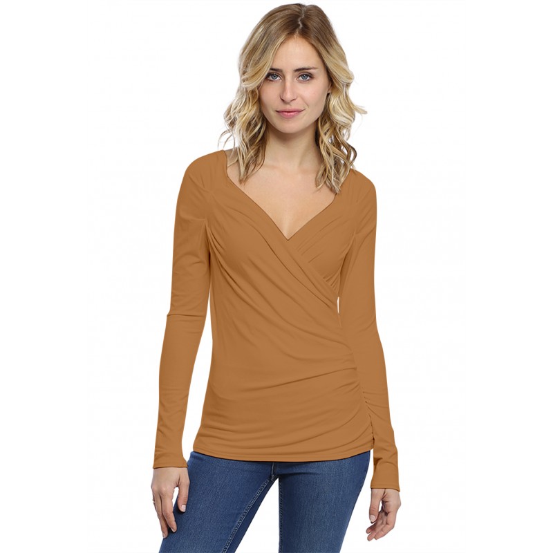 T-shirt cache coeur manches longues en modal GERRY03 T-shirt cache coeur manches longues en modal GERRY03