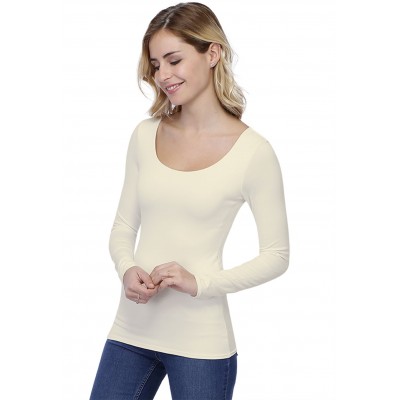 T-shirt col danseuse manches longues en modal ROXANE05