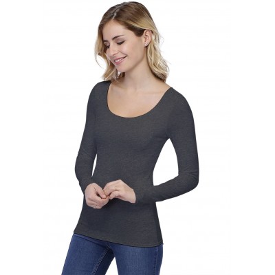 T-shirt col danseuse manches longues en modal ROXANE05