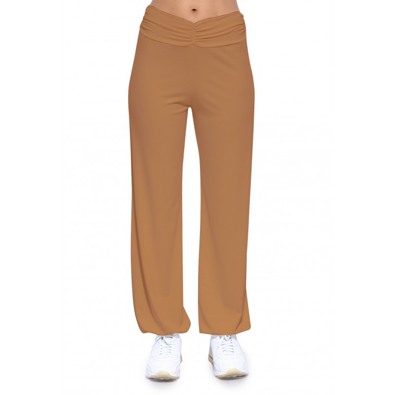 Pantalon coupe fluide taille élastique avec fronces en maille modal SALLY Pantalon coupe fluide taille élastique avec fronces en maille modal SALLY