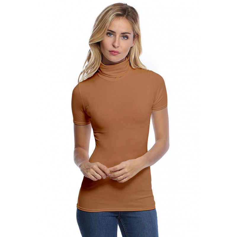 T-shirt col roulé manches courtes en modal CINDY03 T-shirt col roulé manches courtes en modal CINDY03