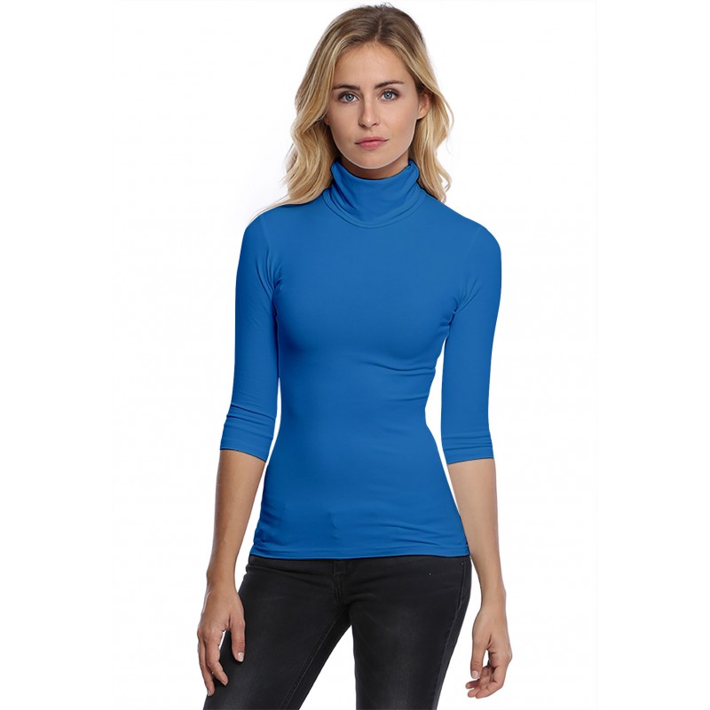 T-shirt col roulé manches 3-4 en modal CINDY04 T-shirt col roulé manches 3-4 en modal CINDY04