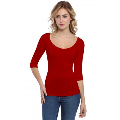 T-shirt avec surpiqures manches 3-4 en modal CATE04