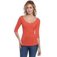 T-shirt avec surpiqures manches 3-4 en modal CATE04