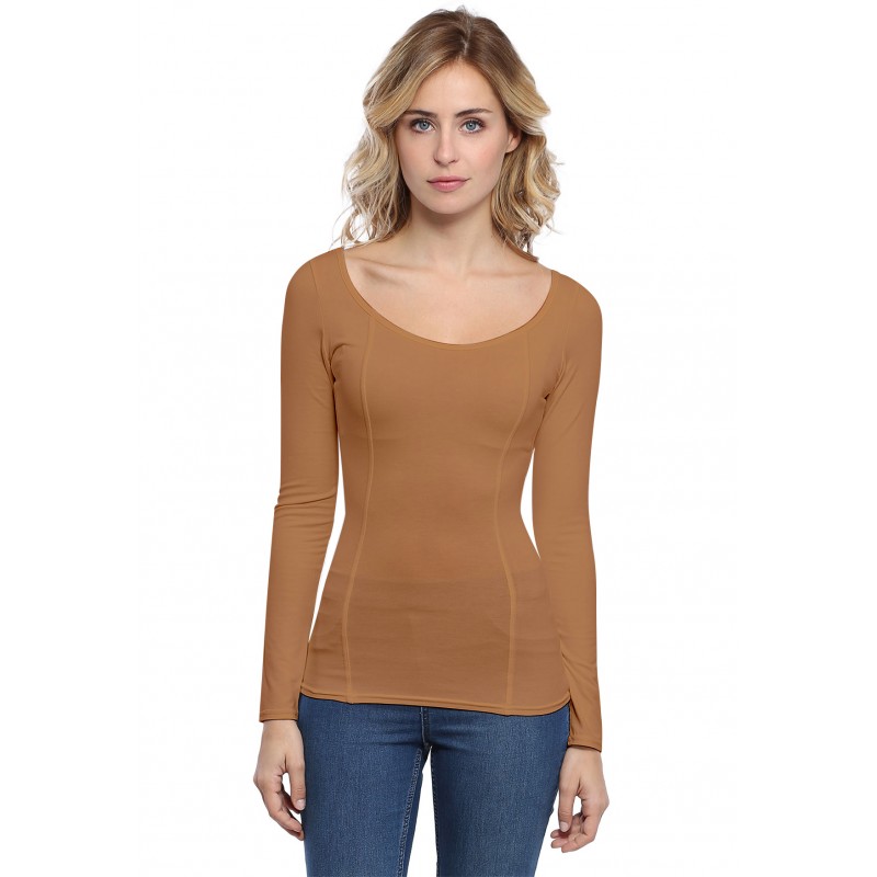 T-shirt avec surpiqures manches longues en modal CATE05 T-shirt avec surpiqures manches longues en modal CATE05