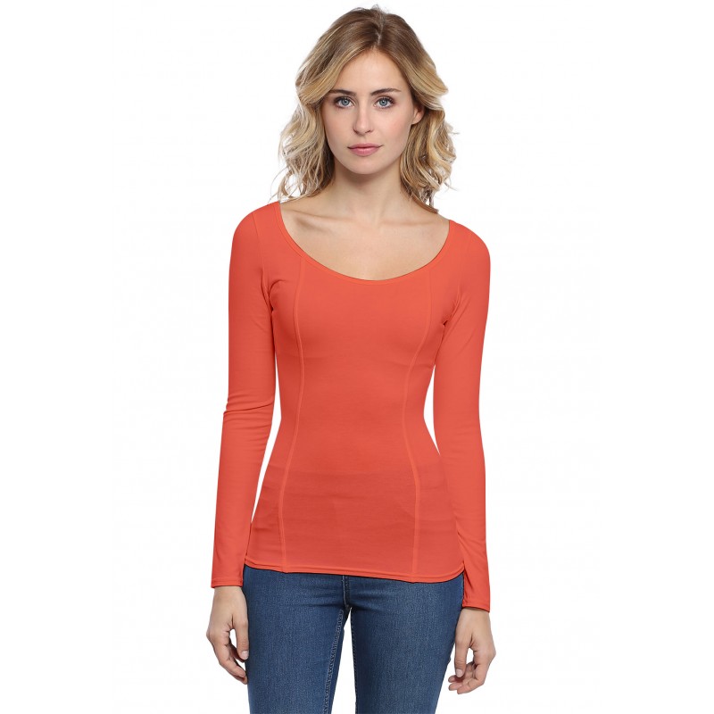 T-shirt avec surpiqures manches longues en modal CATE05 T-shirt avec surpiqures manches longues en modal CATE05