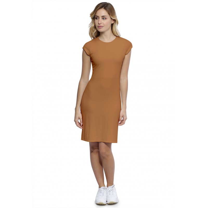 Robe ras du cou doublée devant manches courtes capes en modal KATIA17 Robe ras du cou doublée devant manches courtes capes en modal KATIA17