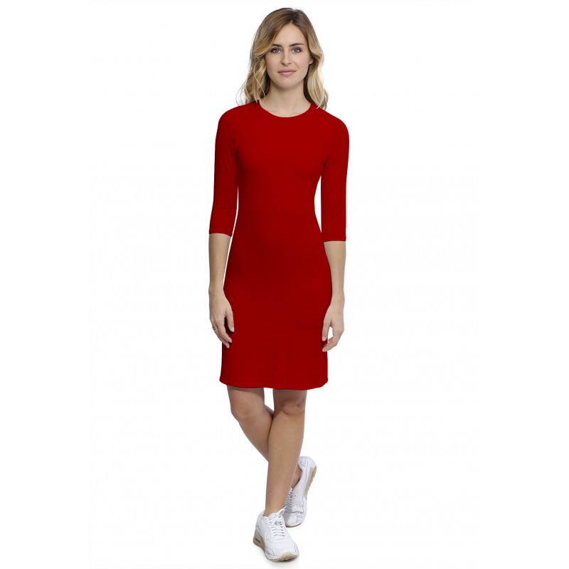 Robe ras du cou doublée devant manches 3-4 en modal KATIA19 Robe ras du cou doublée devant manches 3-4 en modal KATIA19