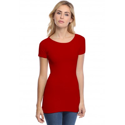 T-shirt long col bateau doublé devant manches courtes DORIS