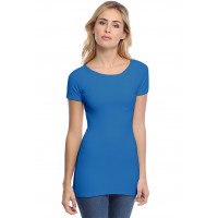 T-shirt long col bateau doublé devant manches courtes DORIS