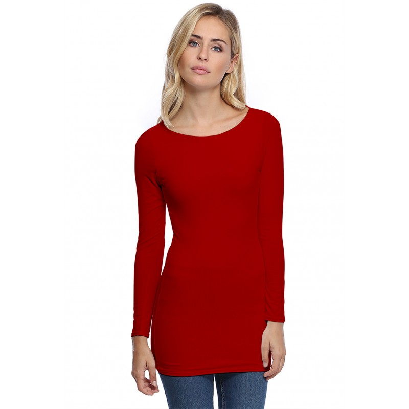 T-shirt long col bateau doublé devant DORIS T-shirt long col bateau doublé devant DORIS
