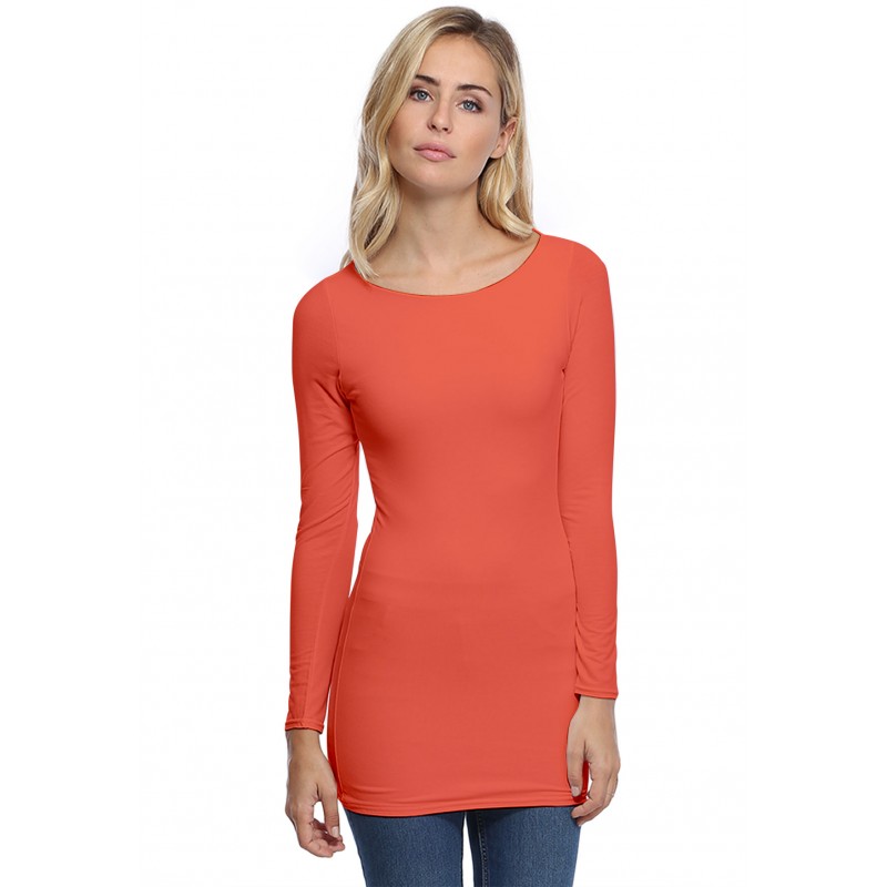 T-shirt long col bateau doublé devant DORIS T-shirt long col bateau doublé devant DORIS