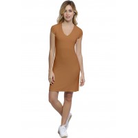 Robe col V doublée devant manches courtes capes en modal SYLVIA17