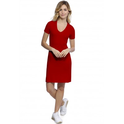 Robe col V doublée devant manches courtes en modal SYLVIA18