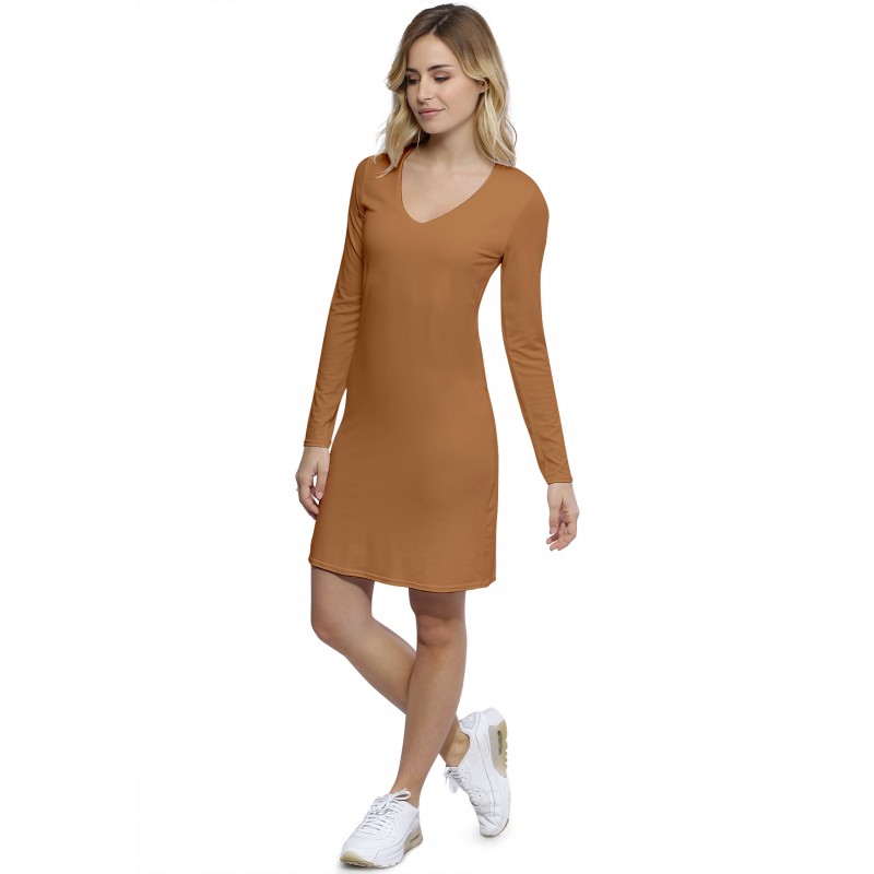 Robe col V doublée devant manches longues en modal SYLVIA20 Robe col V doublée devant manches longues en modal SYLVIA20
