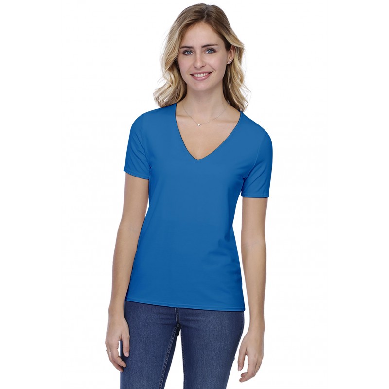 T-shirt coupe droite col V doublé devant manches courtes en modal BAY03 T-shirt coupe droite col V doublé devant manches courtes en modal BAY03
