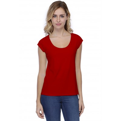T-shirt coupe droite col rond doublé devant manches capes BIKI02