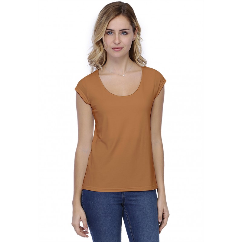 T-shirt coupe droite col rond doublé devant manches capes BIKI02 T-shirt coupe droite col rond doublé devant manches capes BIKI02