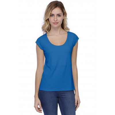 T-shirt coupe droite col rond doublé devant manches capes BIKI02