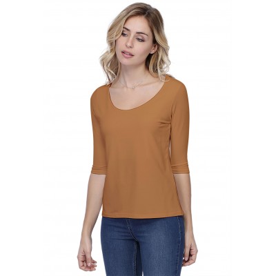 T-shirt coupe droite col rond doublé devant en modal BIKI04