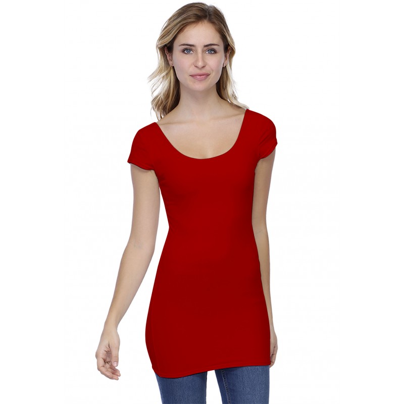 T-shirt long col danseuse manches courtes capes en modal ROXANE07 T-shirt long col danseuse manches courtes capes en modal ROXANE07