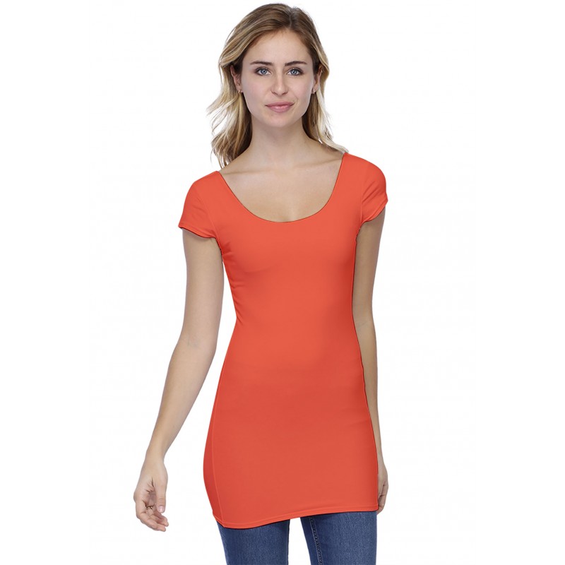 T-shirt long col danseuse manches courtes capes en modal ROXANE07 T-shirt long col danseuse manches courtes capes en modal ROXANE07