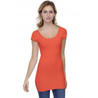 T-shirt long col danseuse manches courtes capes en modal ROXANE07