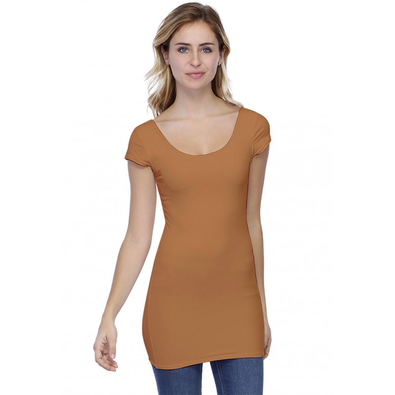 T-shirt long col danseuse manches courtes capes en modal ROXANE07 T-shirt long col danseuse manches courtes capes en modal ROXANE07