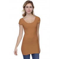 T-shirt long col danseuse manches courtes capes en modal ROXANE07