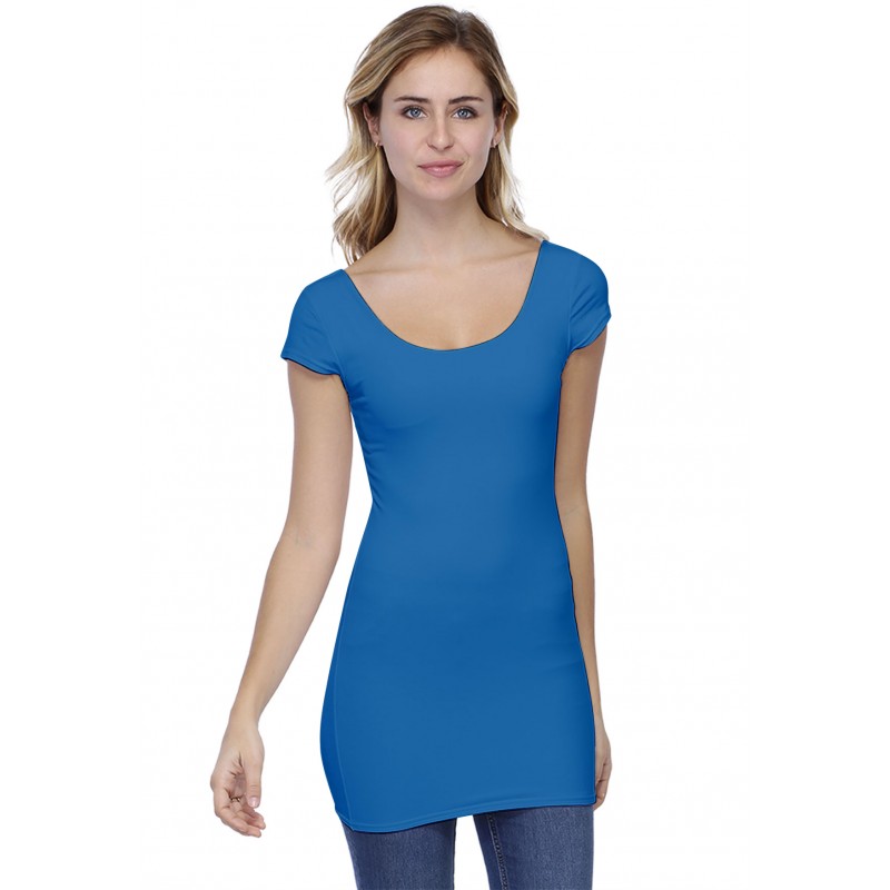 T-shirt long col danseuse manches courtes capes en modal ROXANE07