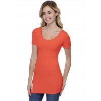 T-shirt long col danseuse manches courtes en modal ROXANE08
