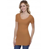 T-shirt long col danseuse manches courtes en modal ROXANE08
