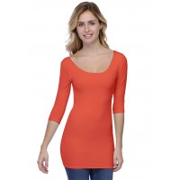 T-shirt long col danseuse manches 3-4 en modal ROXANE09