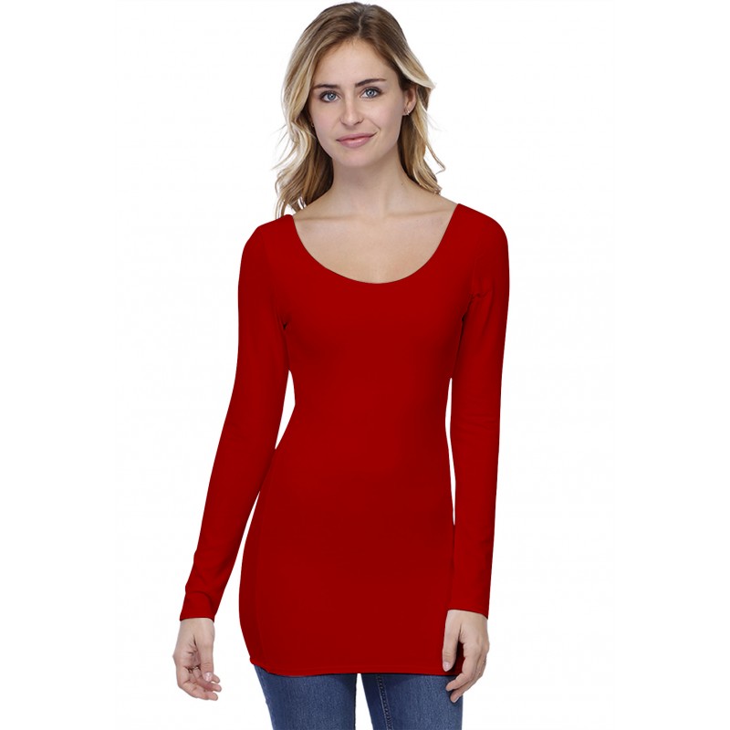 T-shirt long col danseuse manches longues en modal ROXANE10 T-shirt long col danseuse manches longues en modal ROXANE10