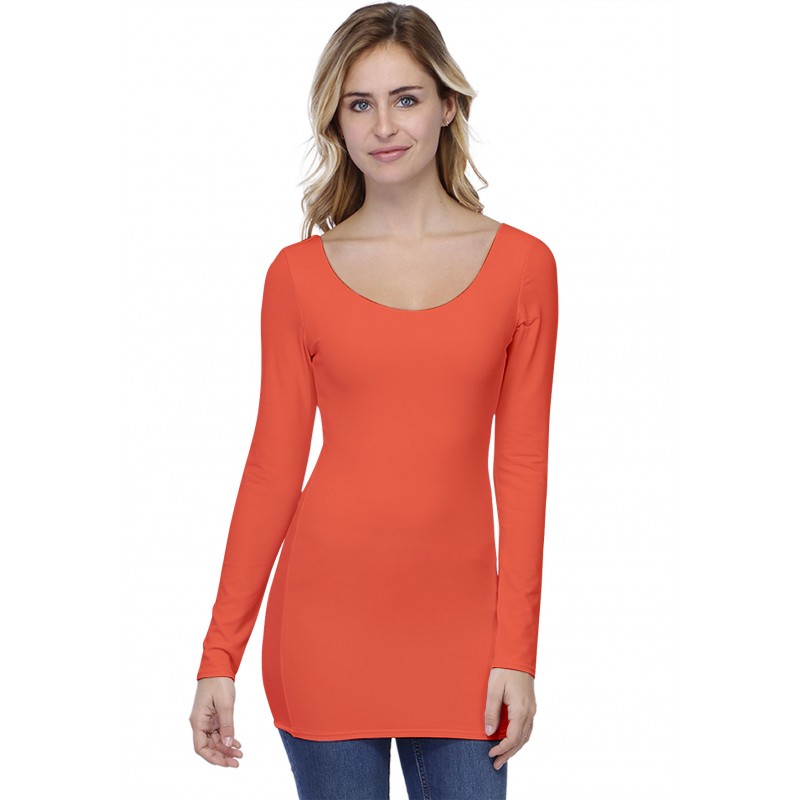 T-shirt long col danseuse manches longues en modal ROXANE10 T-shirt long col danseuse manches longues en modal ROXANE10