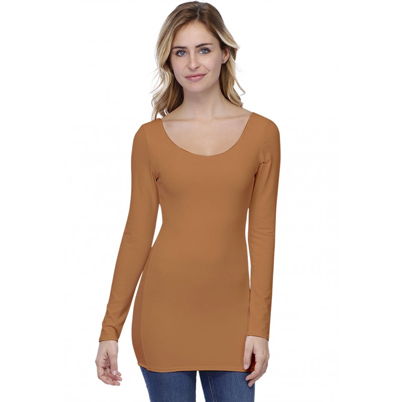 T-shirt long col danseuse manches longues en modal ROXANE10 T-shirt long col danseuse manches longues en modal ROXANE10