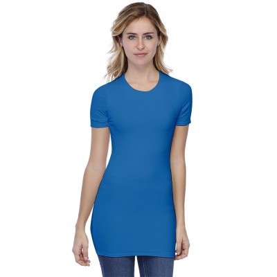 T-shirt long ras du cou doublé devant manches courtes en modal KATIA08